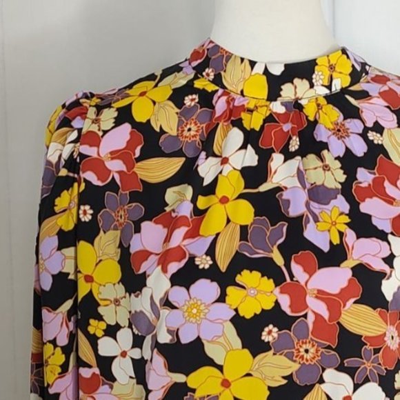 Who What Wear Top L Floral Long Sleeve High Neck Garden - Picture 4 of 8